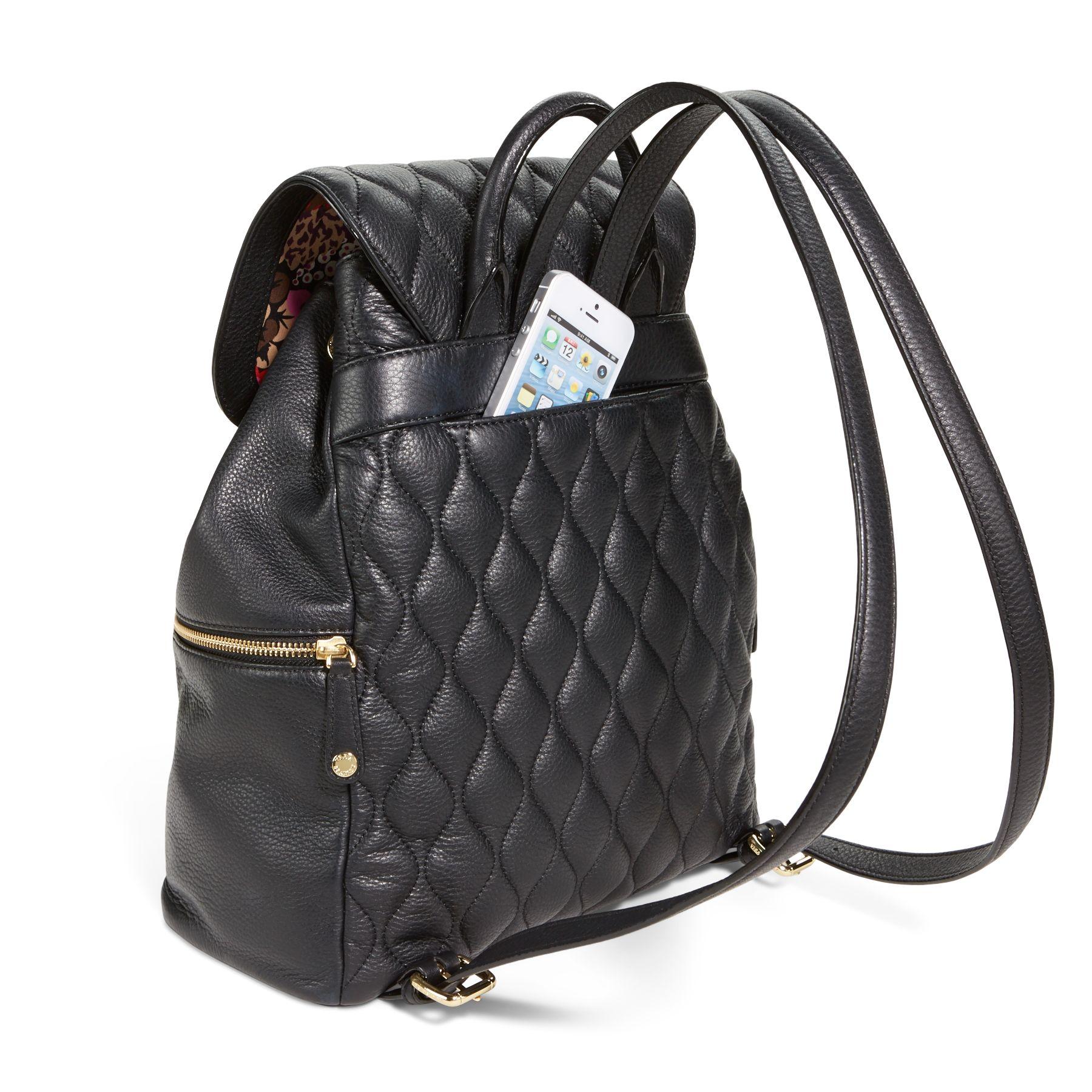 Vera Bradley Leather Leighton Backpack in Black Lyst